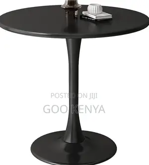 Home Table; 4-Seater Black Round Marble Dining Table With Strong Base