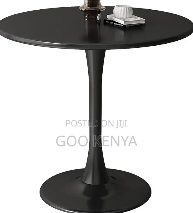 Home Table; 4-Seater Black Round Marble Dining Table With Strong Base