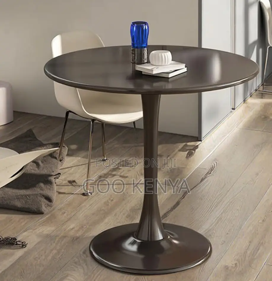 Home Table; 4-Seater Black Round Marble Dining Table With Strong Base