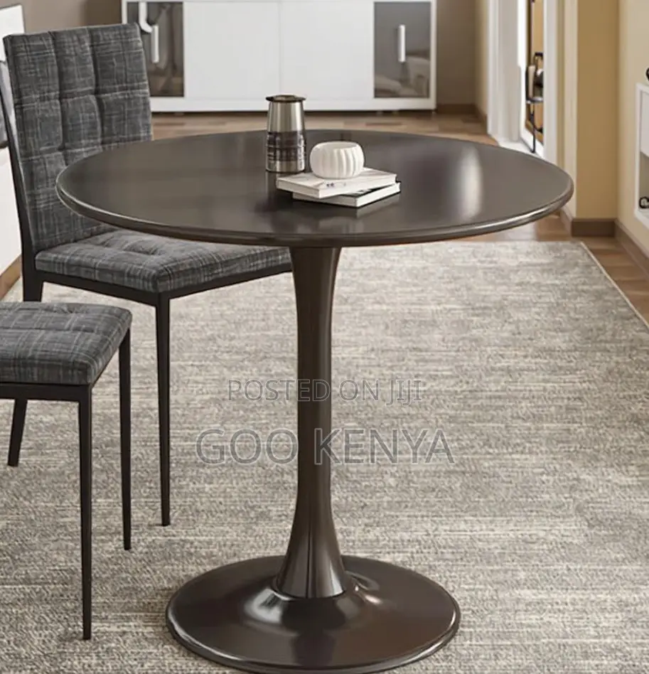 Home Table; 4-Seater Black Round Marble Dining Table With Strong Base