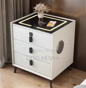Home Nightstand Cabinet; Modern Solid Wood Smart Bedside With Drawer