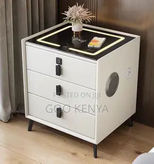 Home Nightstand Cabinet; Modern Solid Wood Smart Bedside With Drawer