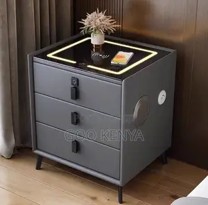 Home Nightstand Cabinet; Modern Solid Wood Smart Bedside With Drawer