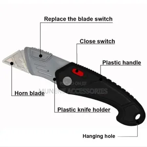 Folding Box Cardboard Carpet Carpenter Work Blade Safety Knife Cutter