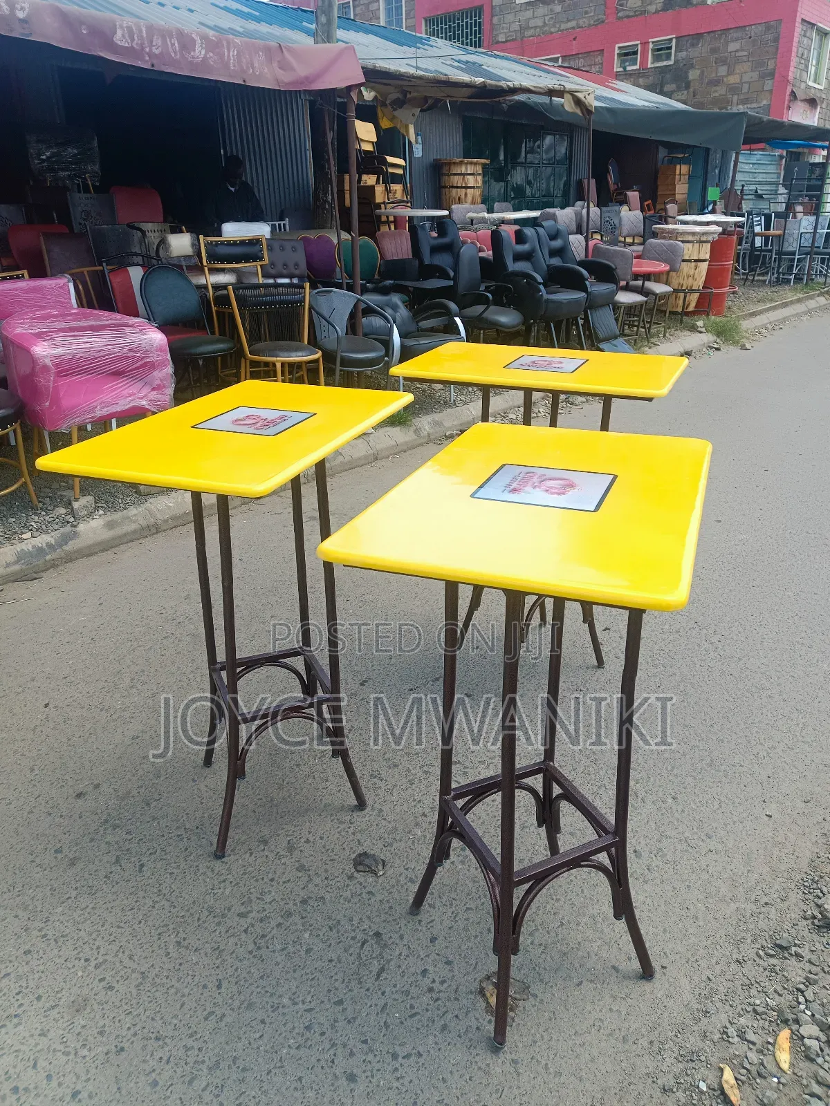 Yellow and Black Hotel or Restaurant Tables With Logo 