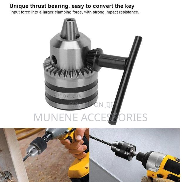 3.0-13mm 1/2 Key Type Drill Chuck Adapter Kit Wit Hammer Round Adapter - thumbnail 3