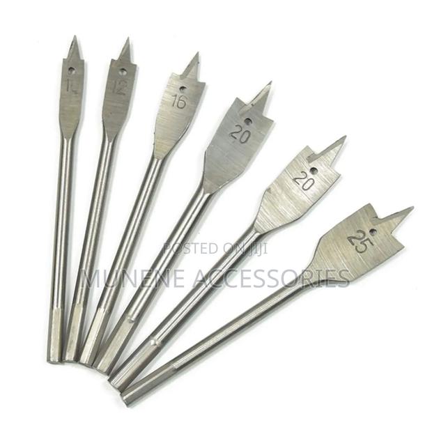 6pcs Wood Flat Drill Sets 10mm-25mm Steel Woodworking Spade Drill Bits
