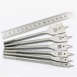 6pcs Wood Flat Drill Sets 10mm-25mm Steel Woodworking Spade Drill Bits