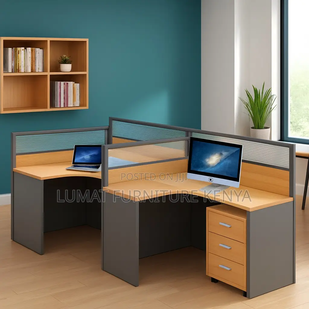 2-Way Curved Workstation – Modern, Spacious Productive Setup