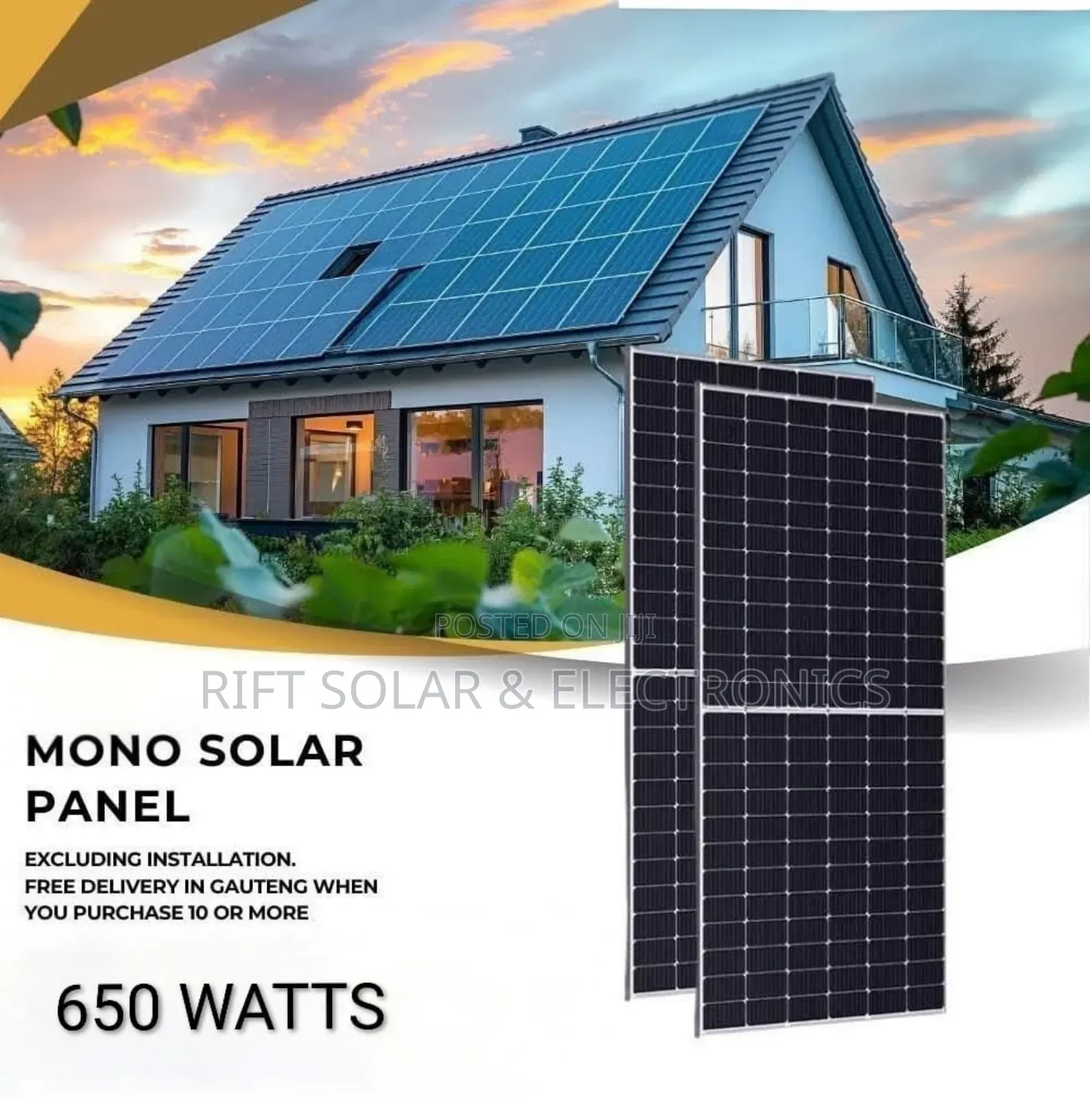 High Voltage Bifacial 650 Watts Monocrystalline Solar Panel Grade 1