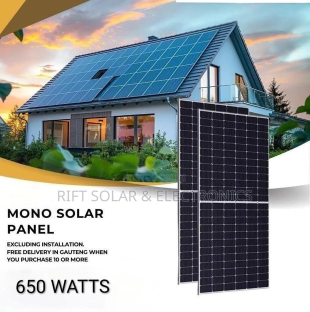 High Voltage Bifacial 650 Watts Monocrystalline Solar Panel Grade 1 - main view