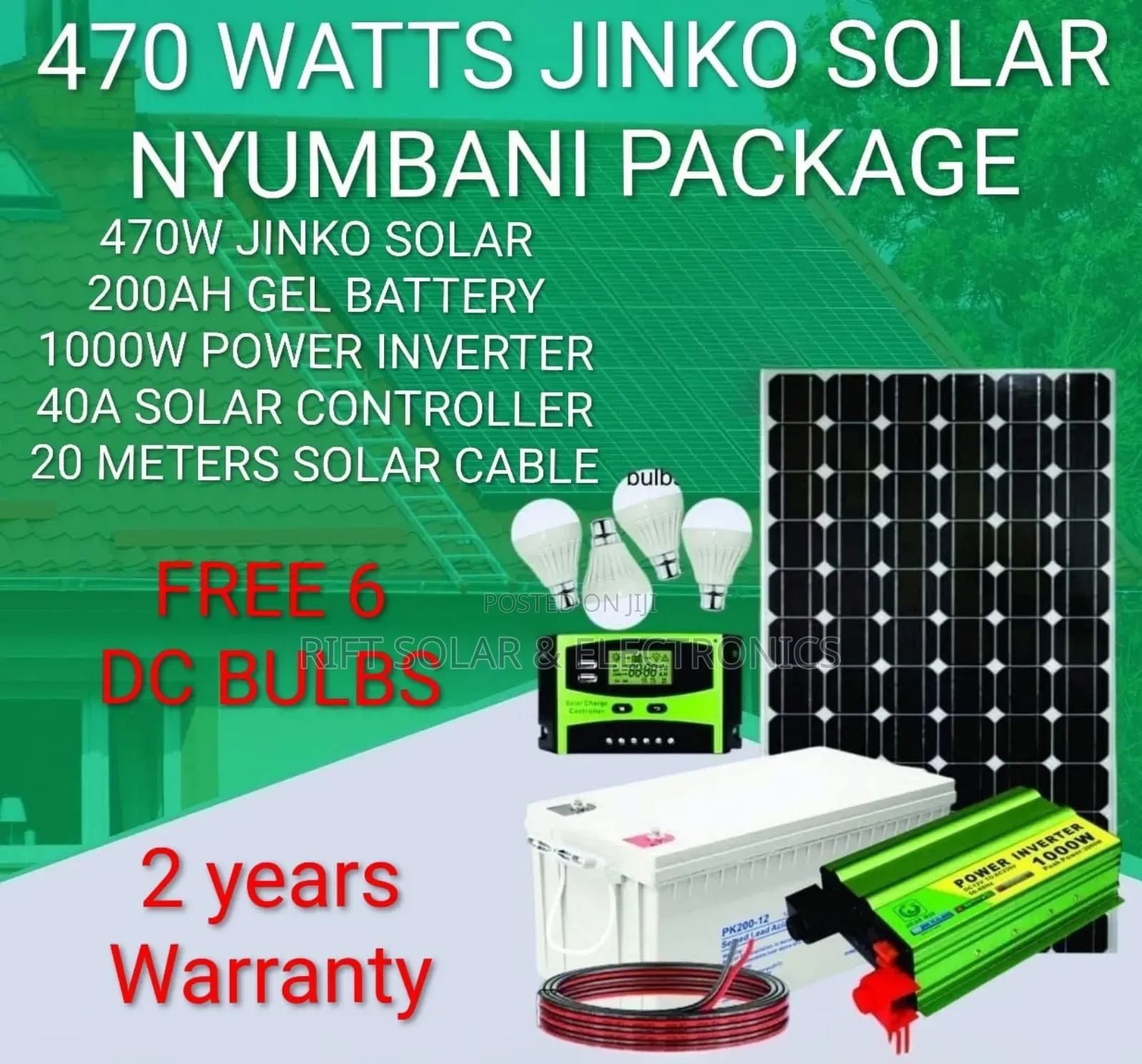 New 43" Smart Tv Full Kit 470 Watts Jinko Solar Nyumbani Package