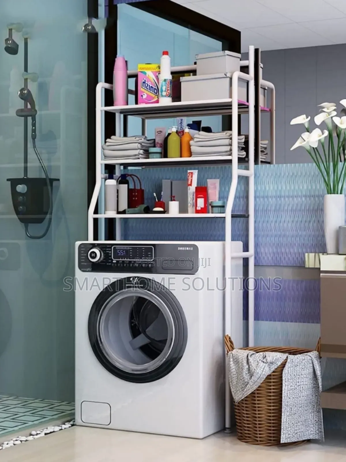 3 Layer Over The Washing Machine Metallic Storage Rack