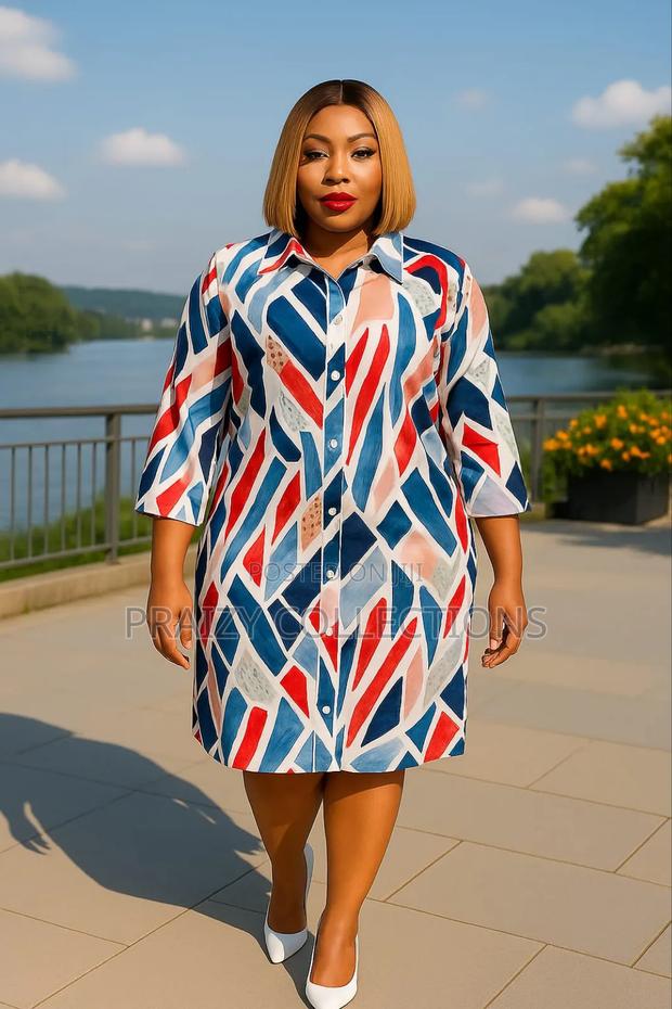 Quality Geometic Shirt Dress - main view