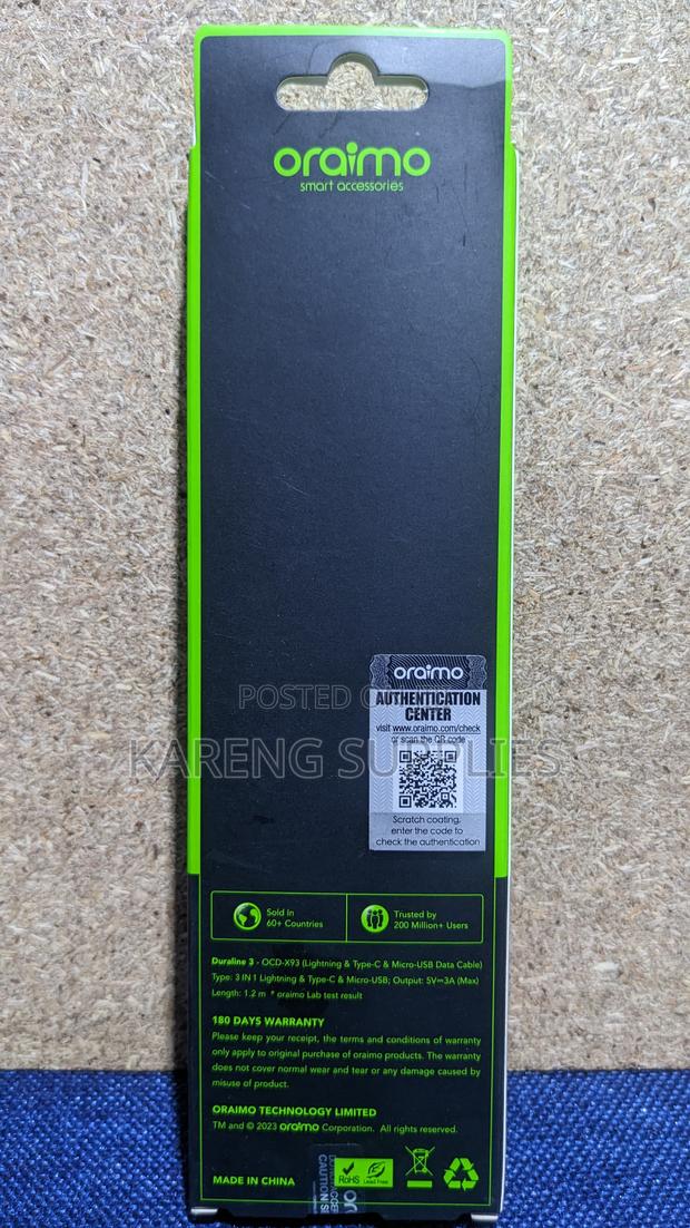 Oraimo 3 in 1 Data Cable (Ocd-X93) - thumbnail 2