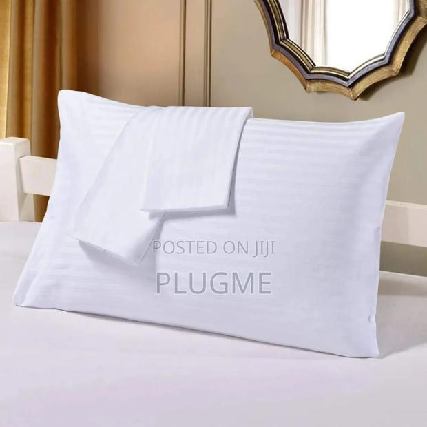 2pc Plain White Stripped Pillow Cases - main view