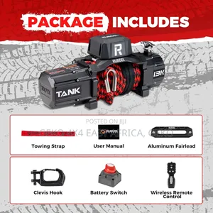 13500lb Synthetic Rope Winch 12v Waterroof- Tank Series