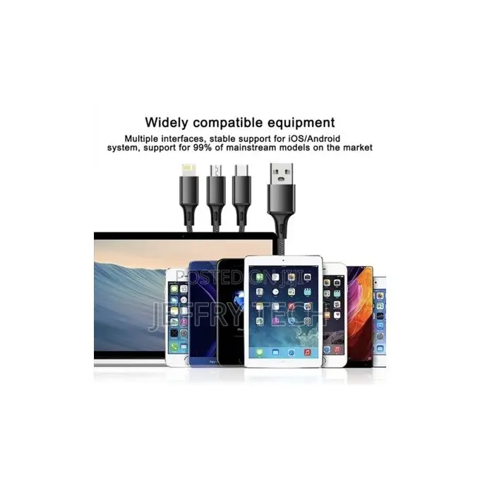 3 in 1 Usb Cable 3in1 Type C, Micro Usb Lightning Ports Cable iPhone