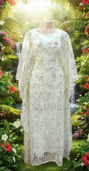 Free Size Original Heavy Lace Embroidered Kaftan-Style Dress.