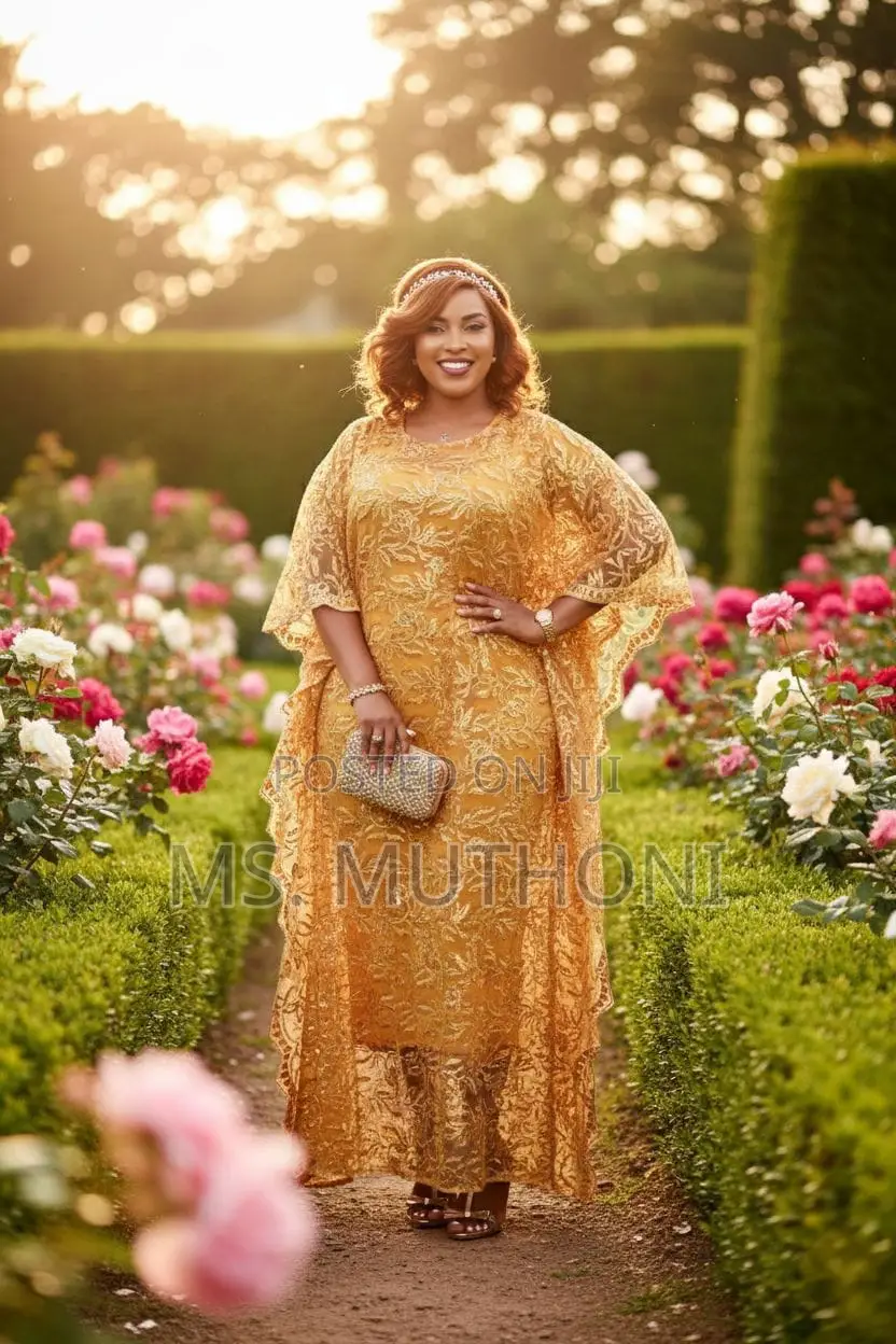 Free Size Original Heavy Lace Embroidered Kaftan-Style Dress.