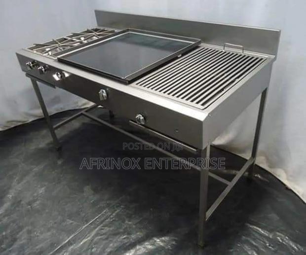 Commercial 2-Burner Cooker With Chapati Griddle Nyama Choma Grill - main view