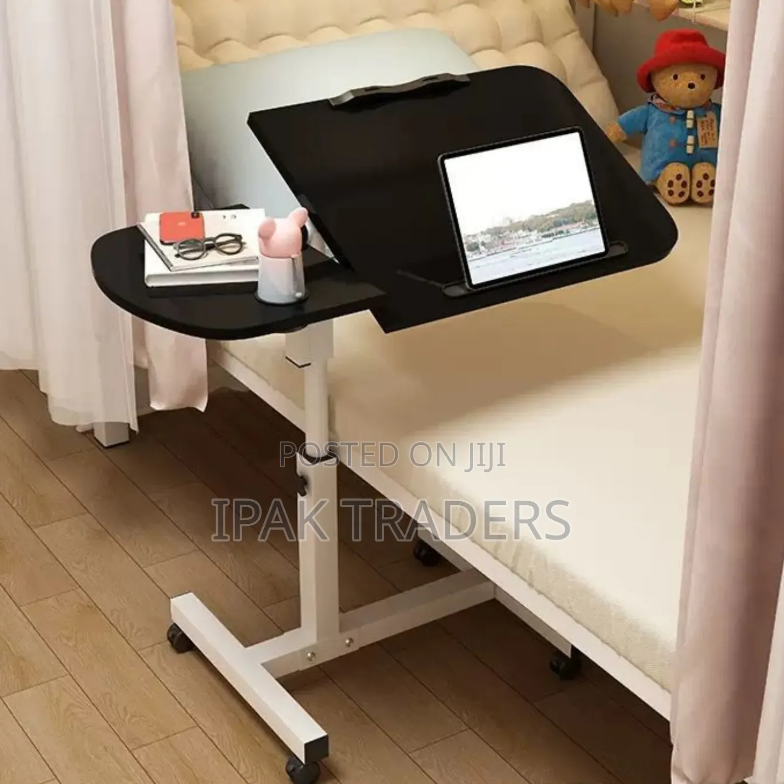 *Adjustable Overbed Laptop Table With Wheels Multi-Purpose Rolling