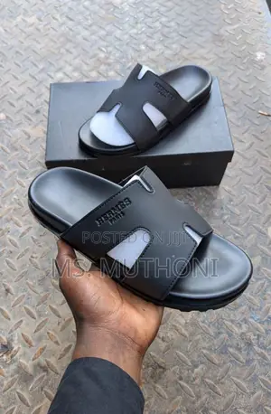 Brown / Black Hermès Izmir Men's Sandals Size 40-45