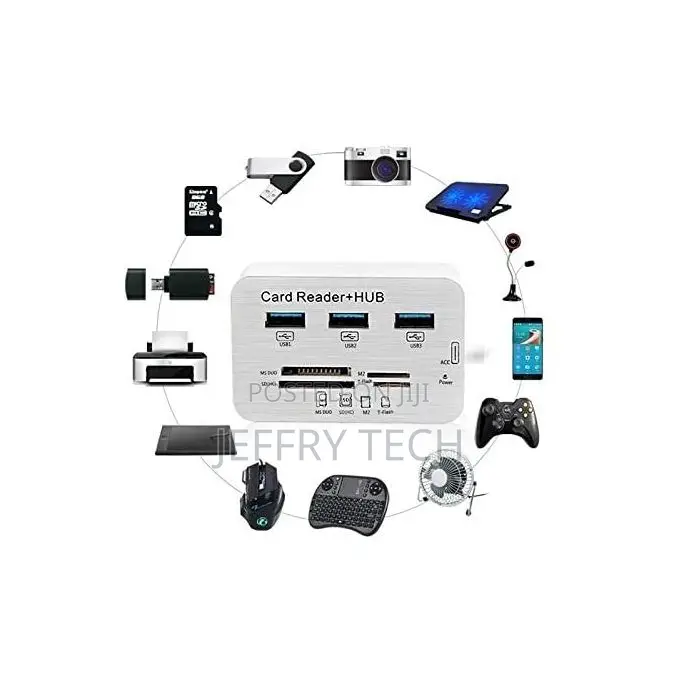3 Port Usb 3.0 Hub With Card Reader Ms Sd M2 Tf Multi-in-1 Memory Ada