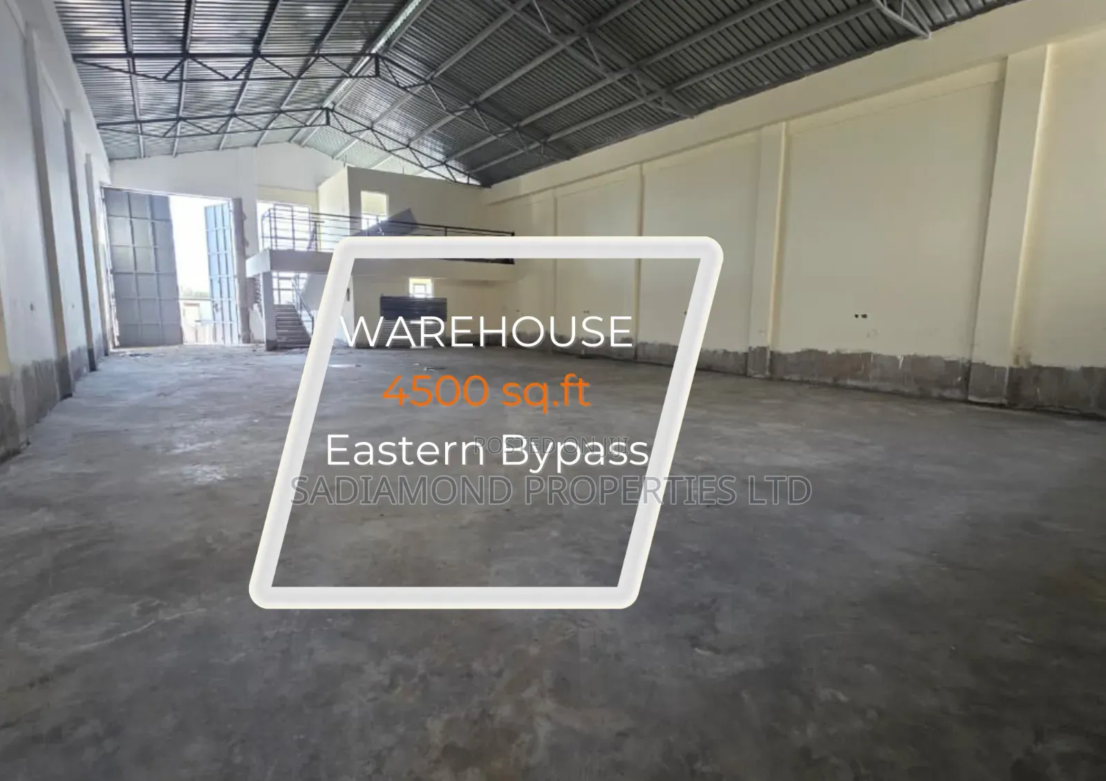 4,100 SQFT Warehouse for Rent on Eastern Bypass