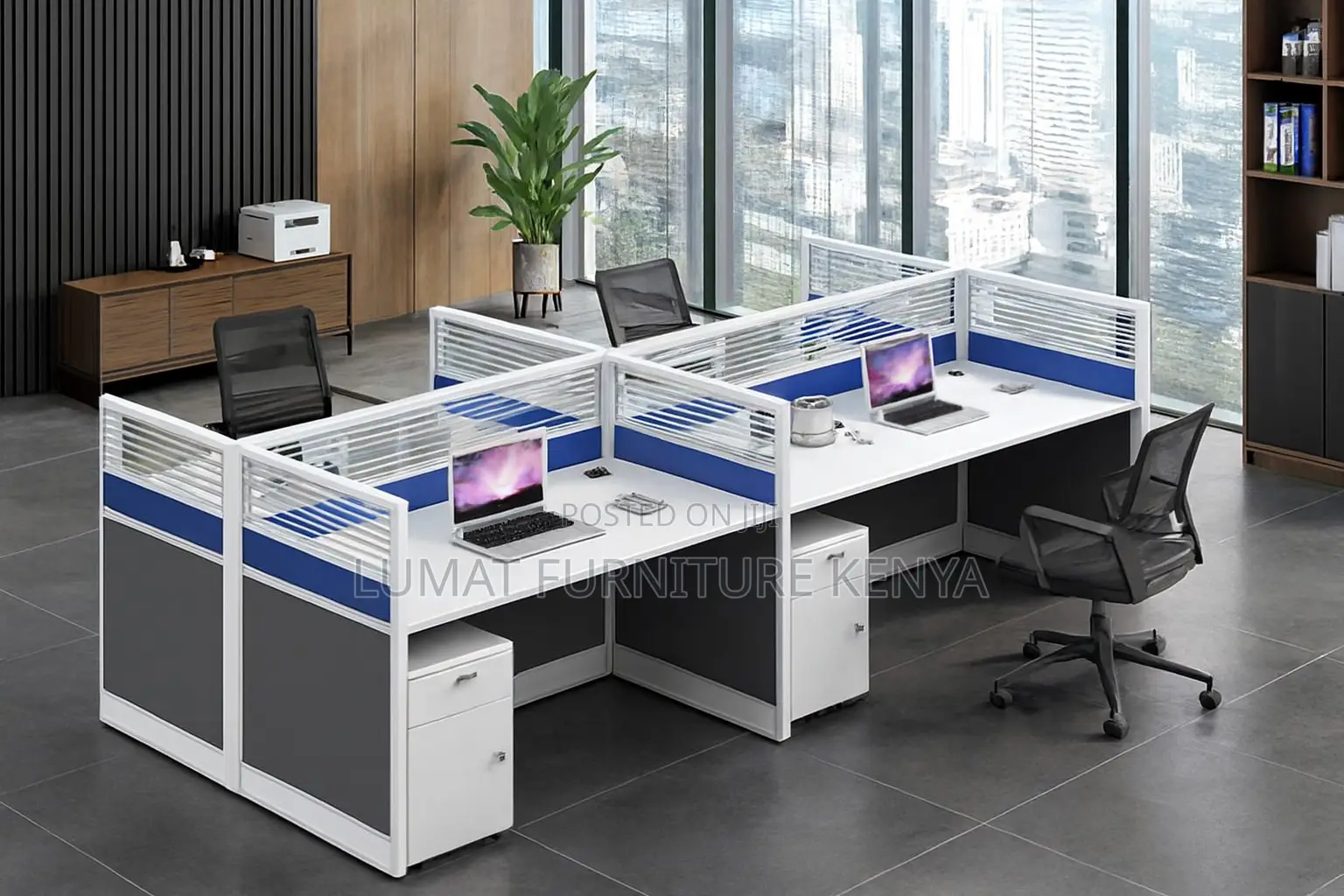 4-Way Workstation – Modern, Spacious Ideal for Team Collaboration