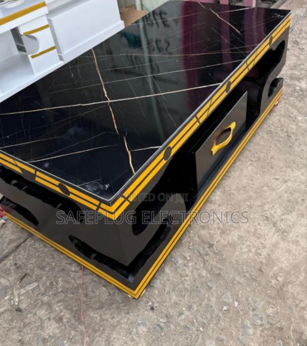 Executive Coffee Table - White Frame Marble Top - main view