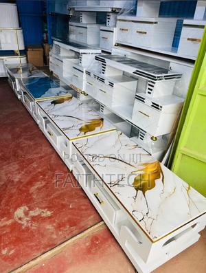 Executive White Coffee Table With Marble Topping - main view