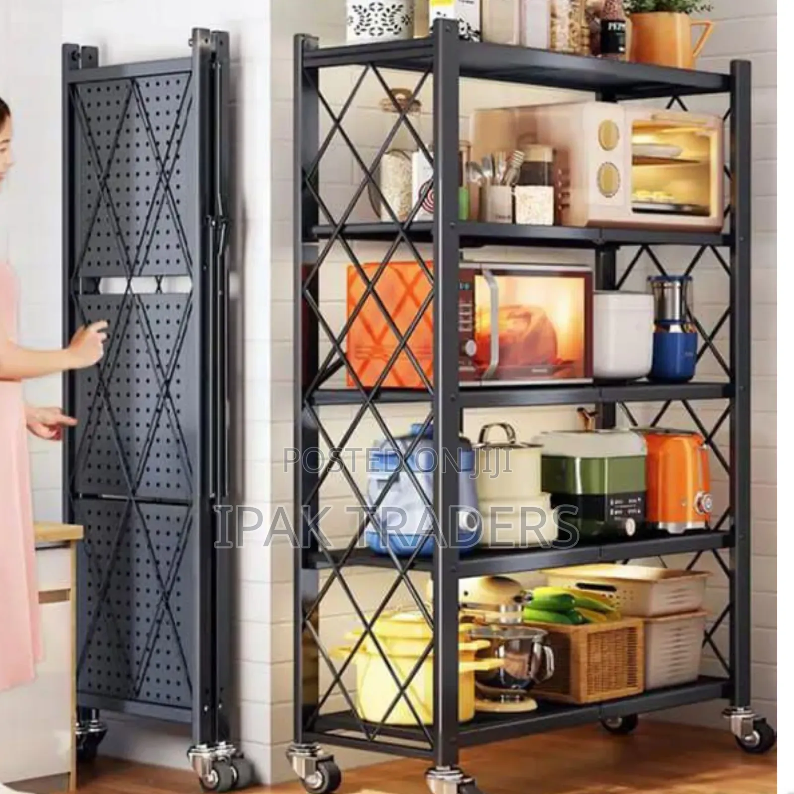 *Big Size Foldable Kitchen Rack With Wheels*
5 Tier