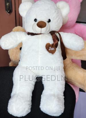 60cm Cuddly Teddy Bear – White/Beige - main view