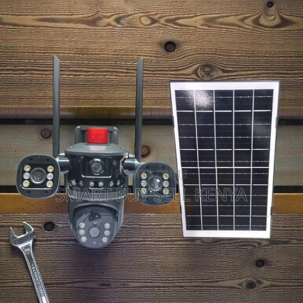 Flashing Alarm Lights Multiple Lens 4g PTZ Solar Outdoor Camera