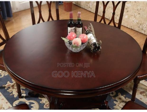 Home Dining Set;6-Seat Modern Minimalist Round Dining Set- Mahogany - thumbnail 4