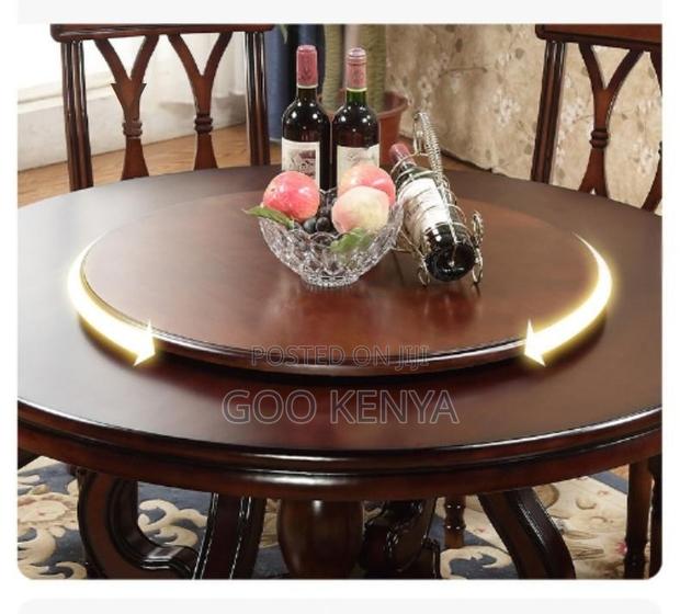 Home Dining Set;6-Seat Modern Minimalist Round Dining Set- Mahogany - thumbnail 5