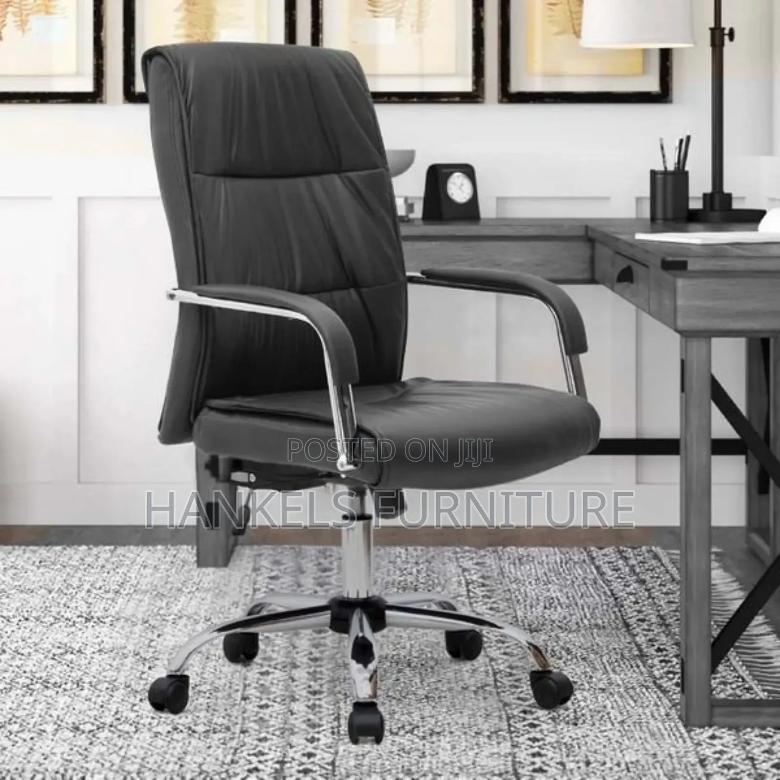 Ergonomic Leather Office Chair With Fixed Armrests