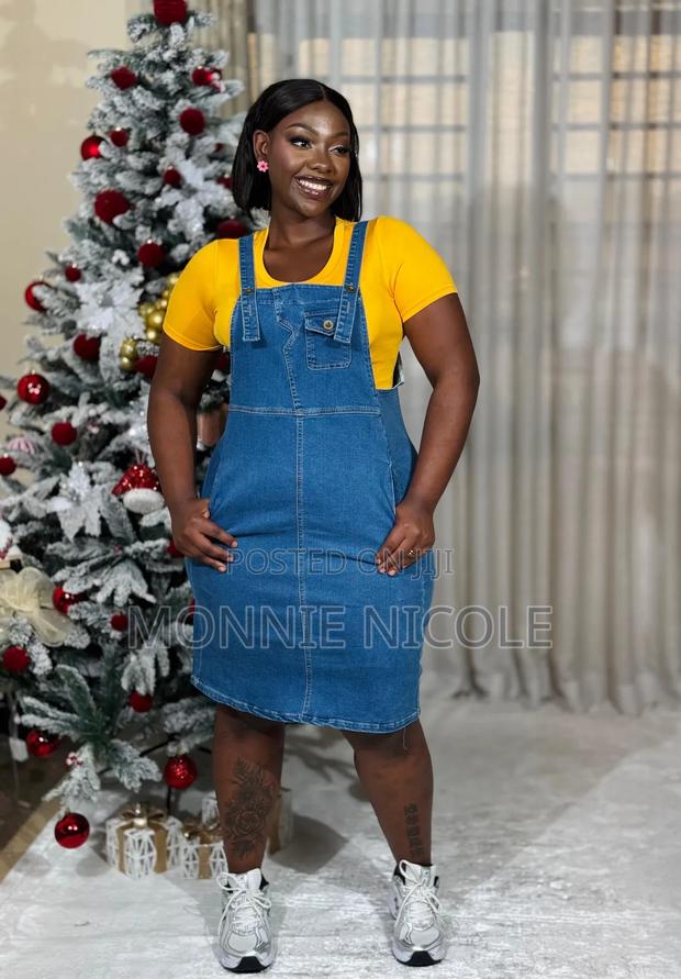 2pc Denim Dungaree Dress - main view