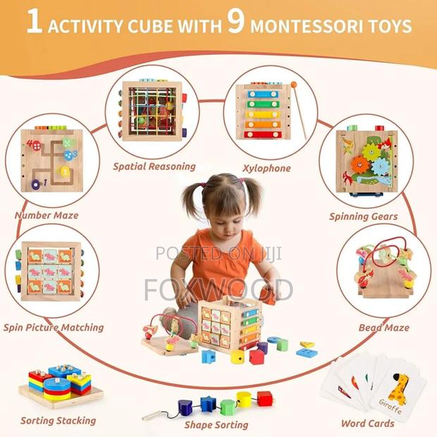 Genteago Wooden Activity Cube, - thumbnail 6