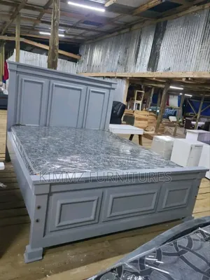5x6 Light Gray Hardwood Bed With Mattress