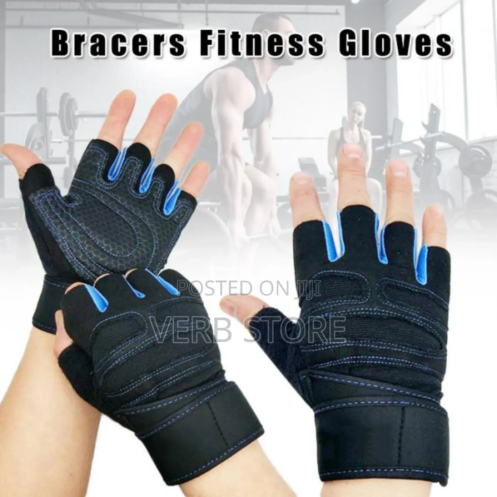 Gyms Gloves Black and Light Blue