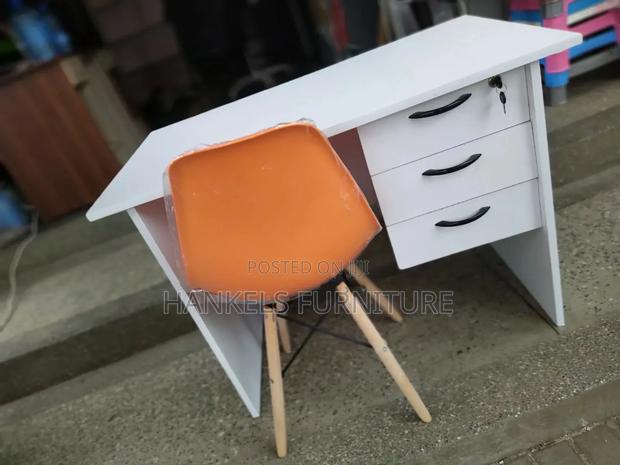 White Desk Orange Chair Set