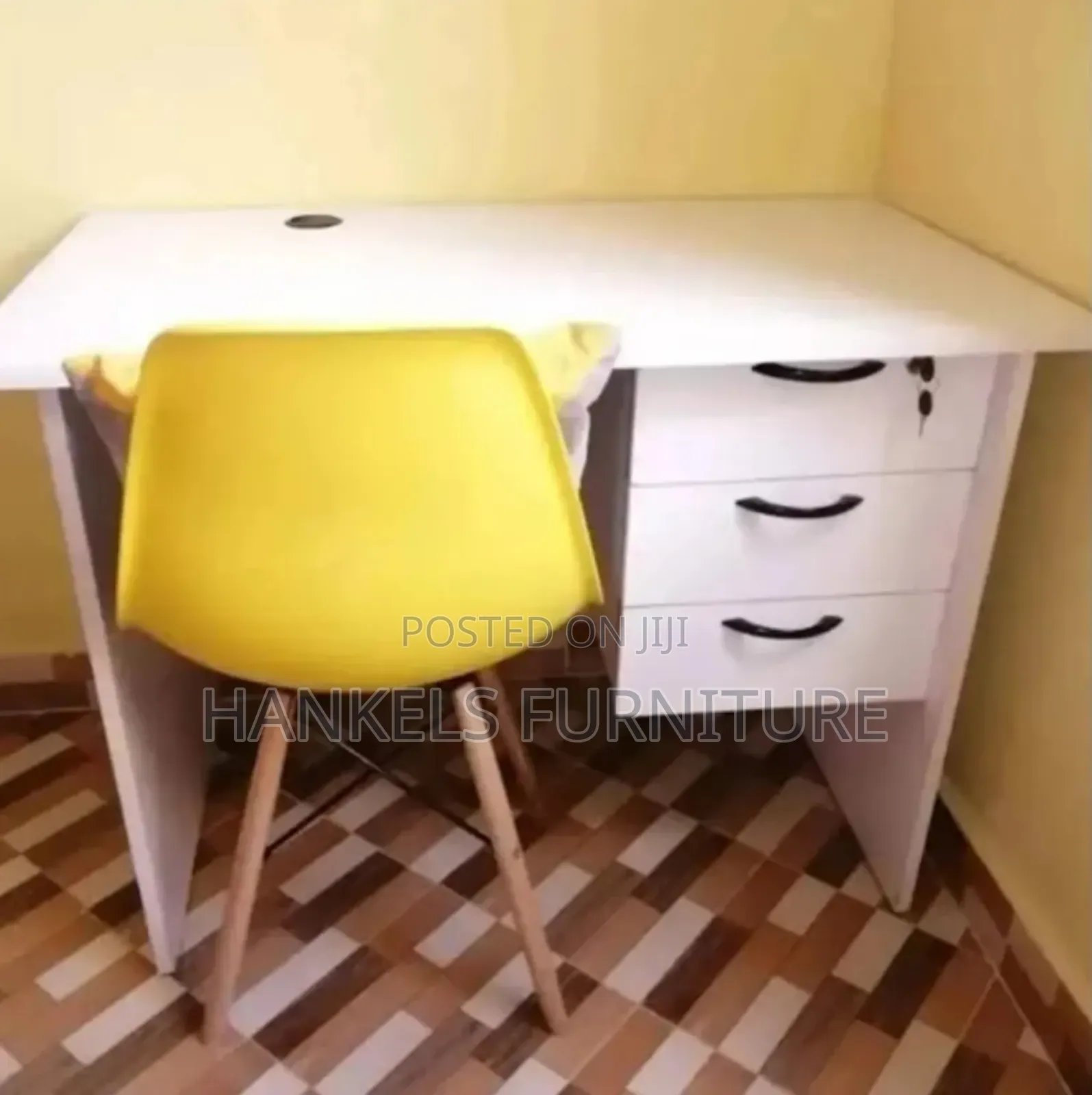 White Study Desk With Chair Combo