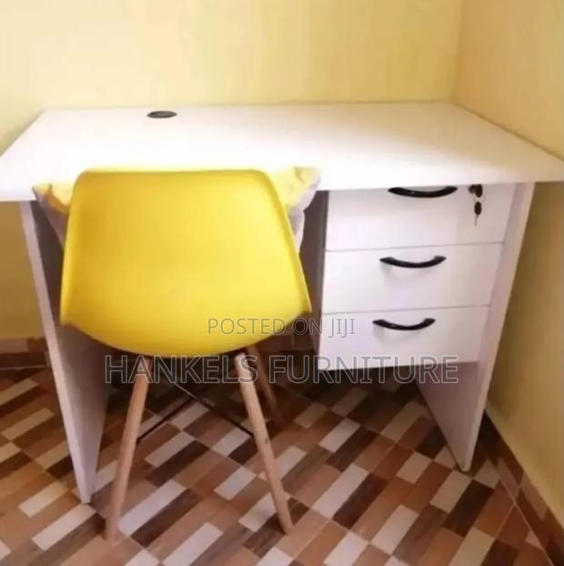 White Study Desk With Chair Combo - main view