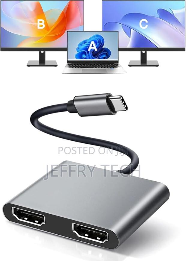 Usb C to Dual Hdmi Adapter, With 2 at 60hz Hdmi Docking Station, Typ