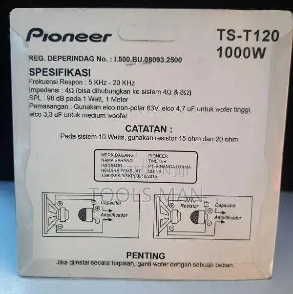 Tweeter. Pioneer Ts-T120 1000 Watt Pair.High Sensitivity Speaker