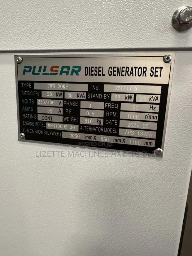 Pulsar 28kva 3 Phase Water Cooled Diesel Generator 4 Piston - thumbnail 2