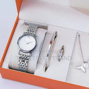 Silver Ladies Watch Bracelet Necklace and Ring Gift Set