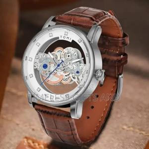 Tomi Face Gear Brown Leather Watch